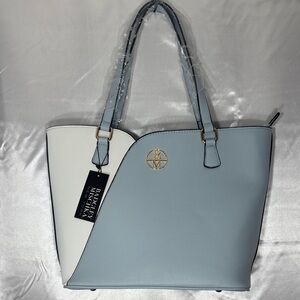 Badgley Mischka Blue and White Tote Bag